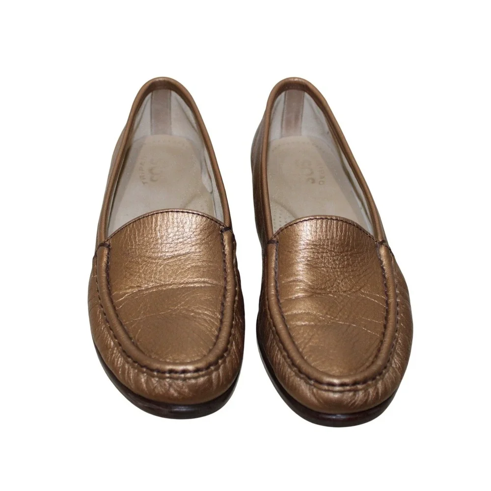 SAS Women's‎ Simplify Moc Toe Loafers Metallic Bronze 7 Leather Casual Walking